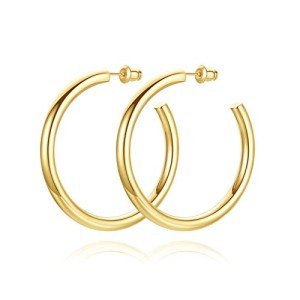 Gold Plated Chunky Hoop Earrings for Women
