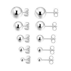 Sterling Silver Stud Earrings Set for Women