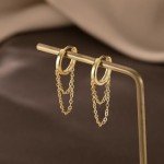 925 Sterling Silver Tassel Hoop Earrings for Women