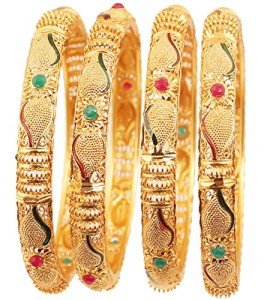 Bollywood-Inspired Golden Bangle Bracelet Set of 4