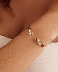 14K Gold Plated Adjustable Bangle Bracelet for Women