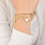 18K Gold Stainless Steel Multi-Chain Charm Bracelet