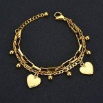 18K Gold Stainless Steel Multi-Chain Charm Bracelet