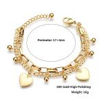 18K Gold Stainless Steel Multi-Chain Charm Bracelet