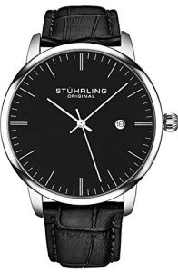 Stuhrling Original Men's Black Leather Dress Watch