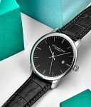 Stuhrling Original Men's Black Leather Dress Watch