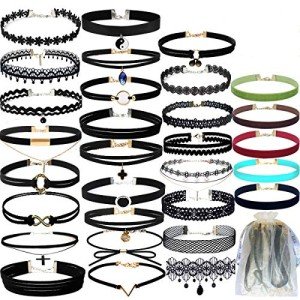 30 PCS Black Velvet Choker Necklace Set for Women