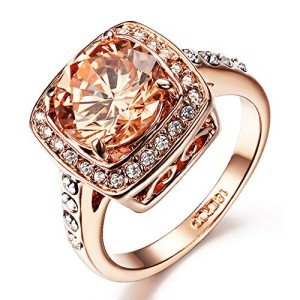 Yellow Cubic Zirconia Topaz Ring in Rose Gold