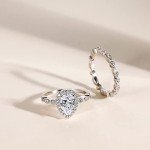 Elegant Teardrop CZ Sterling Silver Bridal Ring Set