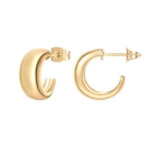 PAVOI 14K Gold Plated Thick Dome Huggie Earrings