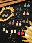 12 Pairs Multicolor Faux Druzy Drop Earrings