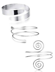 Stylish Silver Arm Cuff Bangle Set for Women
