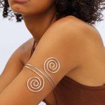 Stylish Silver Arm Cuff Bangle Set for Women