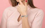 Silver Heart Charm Bracelet with Crystal Beads