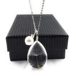 Dandelion Wish Pendant Necklace with Crystal Pearl Charm