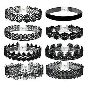 8-Piece Gothic Lace Choker Necklace Set for Women