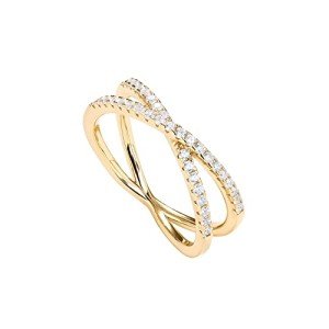 14K Gold Plated Criss Cross CZ Diamond Ring
