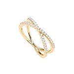 14K Gold Plated Criss Cross CZ Diamond Ring