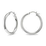 Polished Sterling Silver Chunky Hoop Earrings