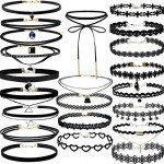 YOKER 22-Piece Black Velvet Choker Necklace Set