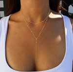 Dainty Gold Lariat Y Necklace for Women