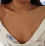 Dainty Gold Lariat Y Necklace for Women