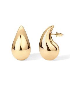 Gold Plated Sterling Silver Teardrop Hoop Earrings