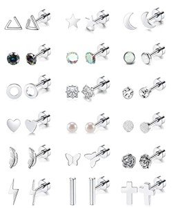 18 Pairs Geometric Cartilage Stud Earrings Set