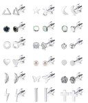 18 Pairs Geometric Cartilage Stud Earrings Set