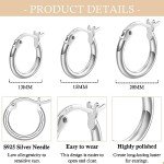 3 Pairs Silver Plated Small Hoop Earrings for Women