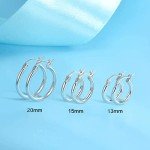 3 Pairs Silver Plated Small Hoop Earrings for Women