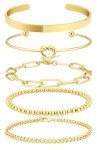 Trendy 14K Gold Plated Bracelet Stack for Women