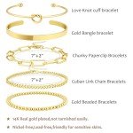 Trendy 14K Gold Plated Bracelet Stack for Women