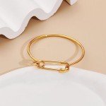 HESSAWELL Minimalist Gold Link Cuff Bracelet