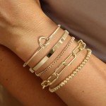 Trendy 14K Gold Plated Bracelet Stack for Women