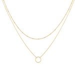Gold Layered Choker Necklace with Circle Charm