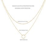 Gold Layered Choker Necklace with Circle Charm