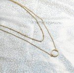 Gold Layered Choker Necklace with Circle Charm