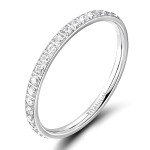 TIGRADE 2mm Silver Titanium Eternity Ring for Women