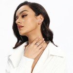 Elegant 18K White Gold Plated Halo Promise Ring