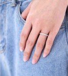 TIGRADE 2mm Silver Titanium Eternity Ring for Women