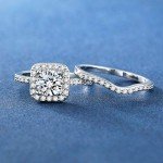 Elegant 18K White Gold Plated Halo Promise Ring