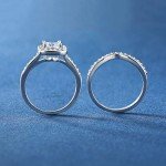 Elegant 18K White Gold Plated Halo Promise Ring