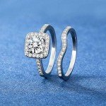 Elegant 18K White Gold Plated Halo Promise Ring