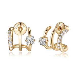 14K Gold Plated Illusion Hoop Earrings for Women