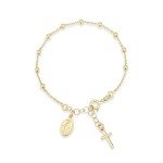 Italian 18K Gold Over Silver Rosary Cross Bracelet