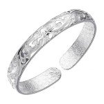 Adjustable 925 Sterling Silver Cuff Bracelet for Women