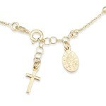 Italian 18K Gold Over Silver Rosary Cross Bracelet