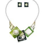 Bohemian Oval Crystal Opal Necklace & Earrings Set