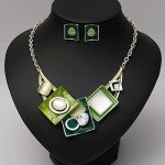 Bohemian Oval Crystal Opal Necklace & Earrings Set